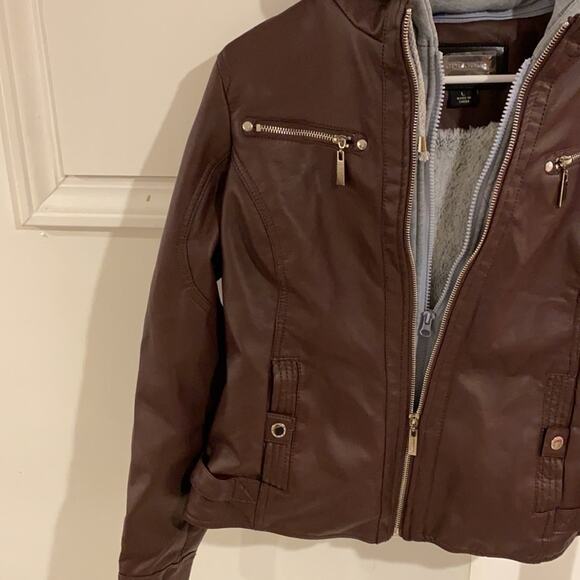 NWT Jou Jou hooded Faux Fur Moto Jacket XS - Picture 4 of 14